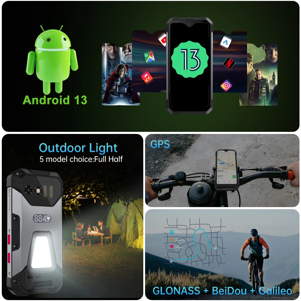 8849 Tank Mini Rugged Smartphone 16GB 256GB 5800mAh Battery 100Mp Camera Android 13 Cellphone 4.3 inch Waterproof Mobile Phone 3