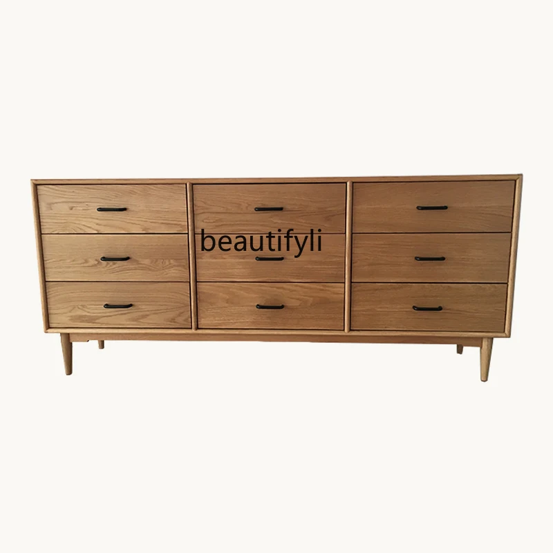 

Modern Solid Wood Storage Cabinet Bedroom Storage Sideboard Cabinet Simple Multifunctional Living Room Drawer Chest of Drawers