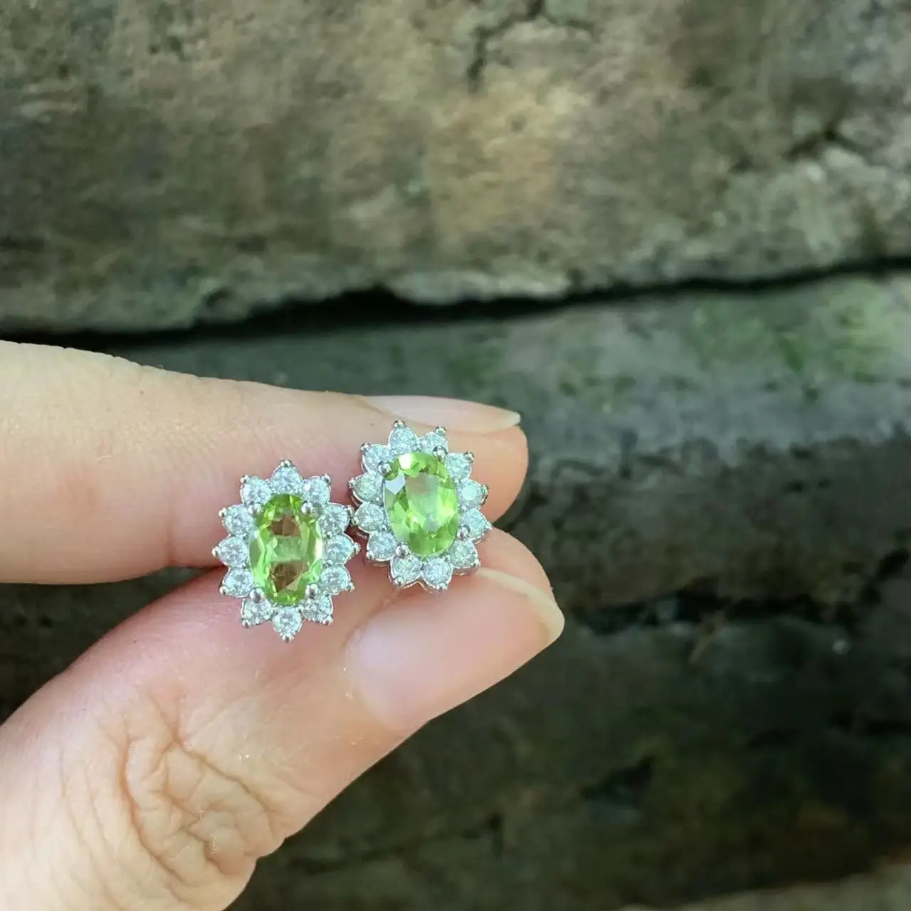 MM Natural Peridot 925 Sterling Silver Stud Earrings For Women Jewelry Gift Simple Peridot Jewelry Green