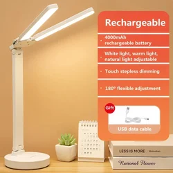 Rechargeable Dimmable LED Desk Lamp with Touch Control and Eye Protection (Rechargeable)