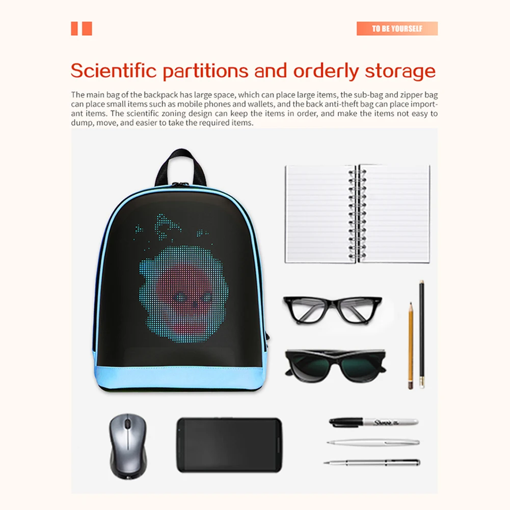 LED Advertising Backpack APP Control Advertising Business Bag Waterproof Outdoor Pixel Screen Bag for Outdoor Travel