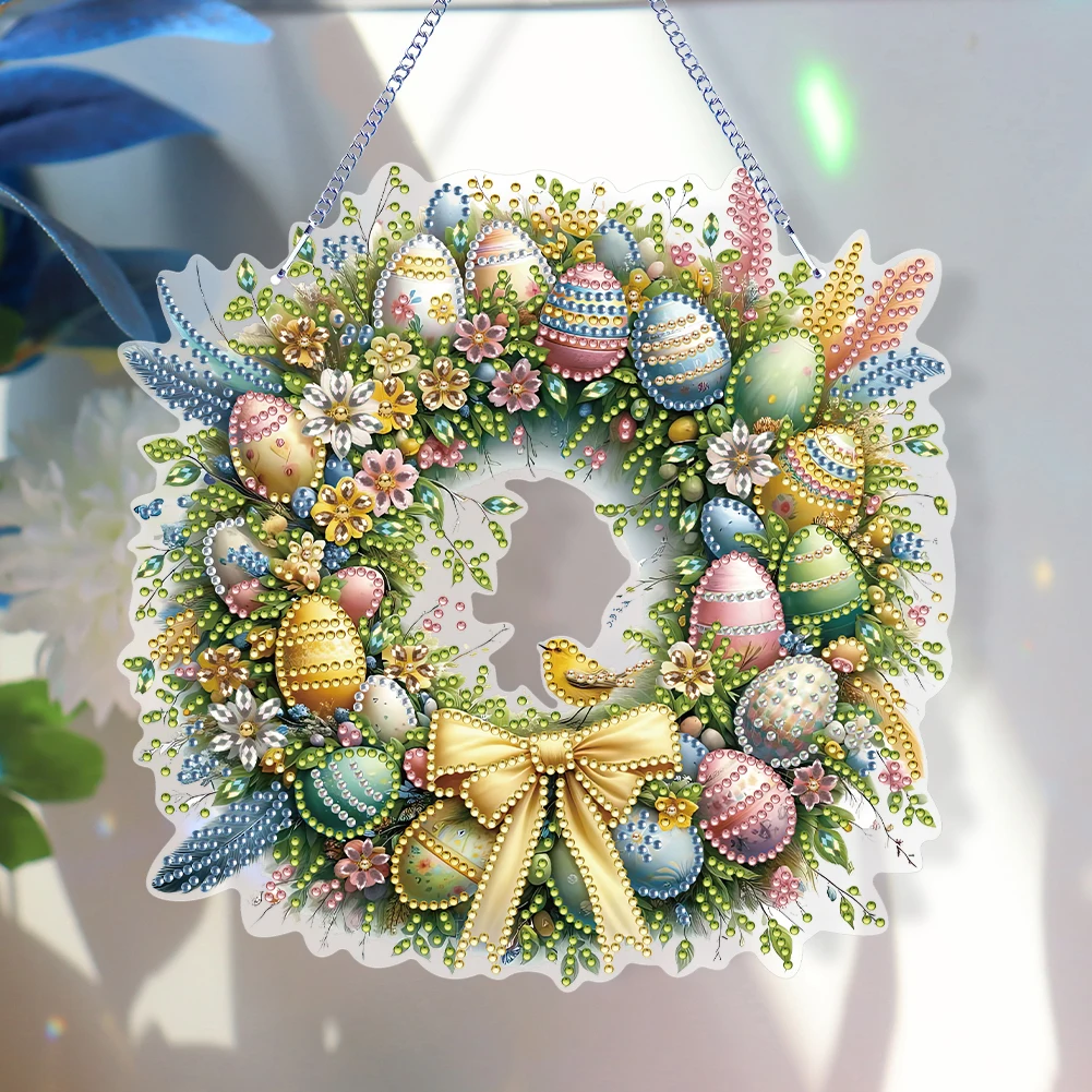 DIY Acrylic Easter Wreath Diamond Painting Pendant