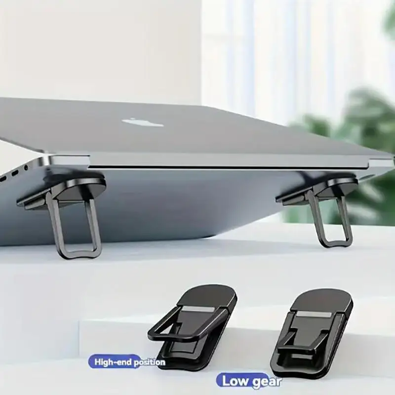 2PCS 미니 접이식 노트북 스탠드 2개의 조절 가능한 각도가 있는 휴대용 컴퓨터 키보드 라이저 자체 접착식 보이지 않는 노트북 스탠드