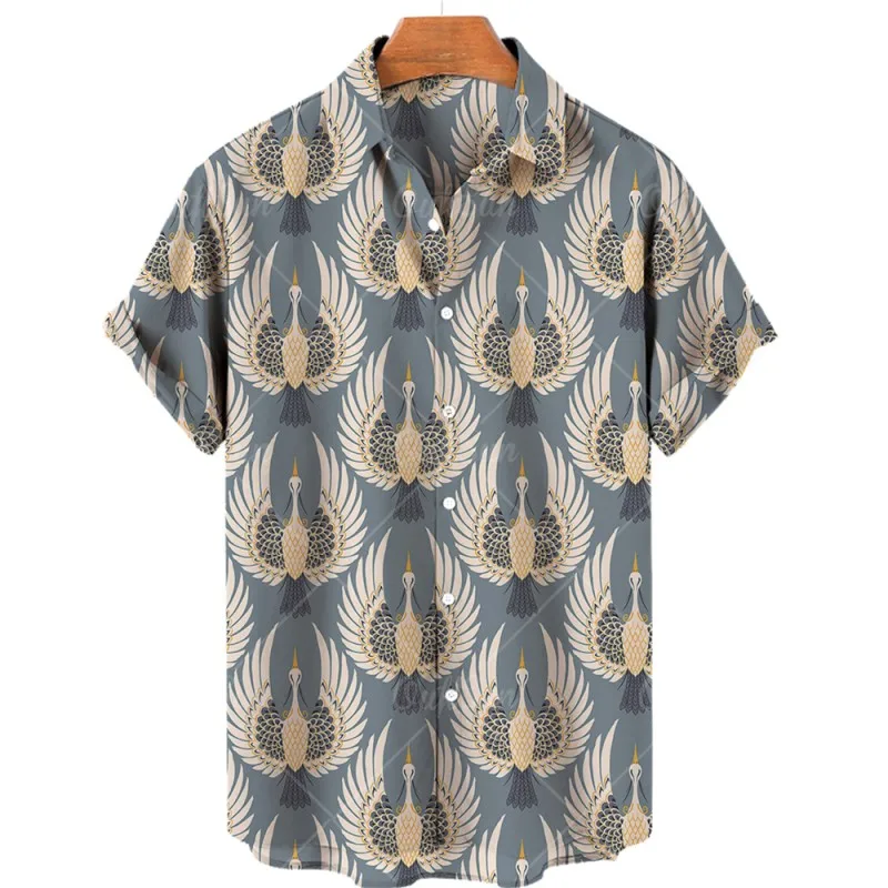 

Men's Bird Costumes Hawaii Vacation Vintage Shirt For Men 3D Floral Casual Pattern High Quality Luxury Dazn Clothes Blouse Tops