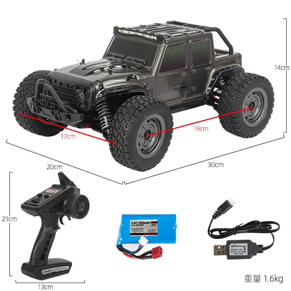 RC Cars 16103 1/16 2.4GHz 4wd Rc Car 390 High-speed Carbon Brush Magnetic Motor 5-wire Steering Gear Spring Shock Absorption Model remote control monster car