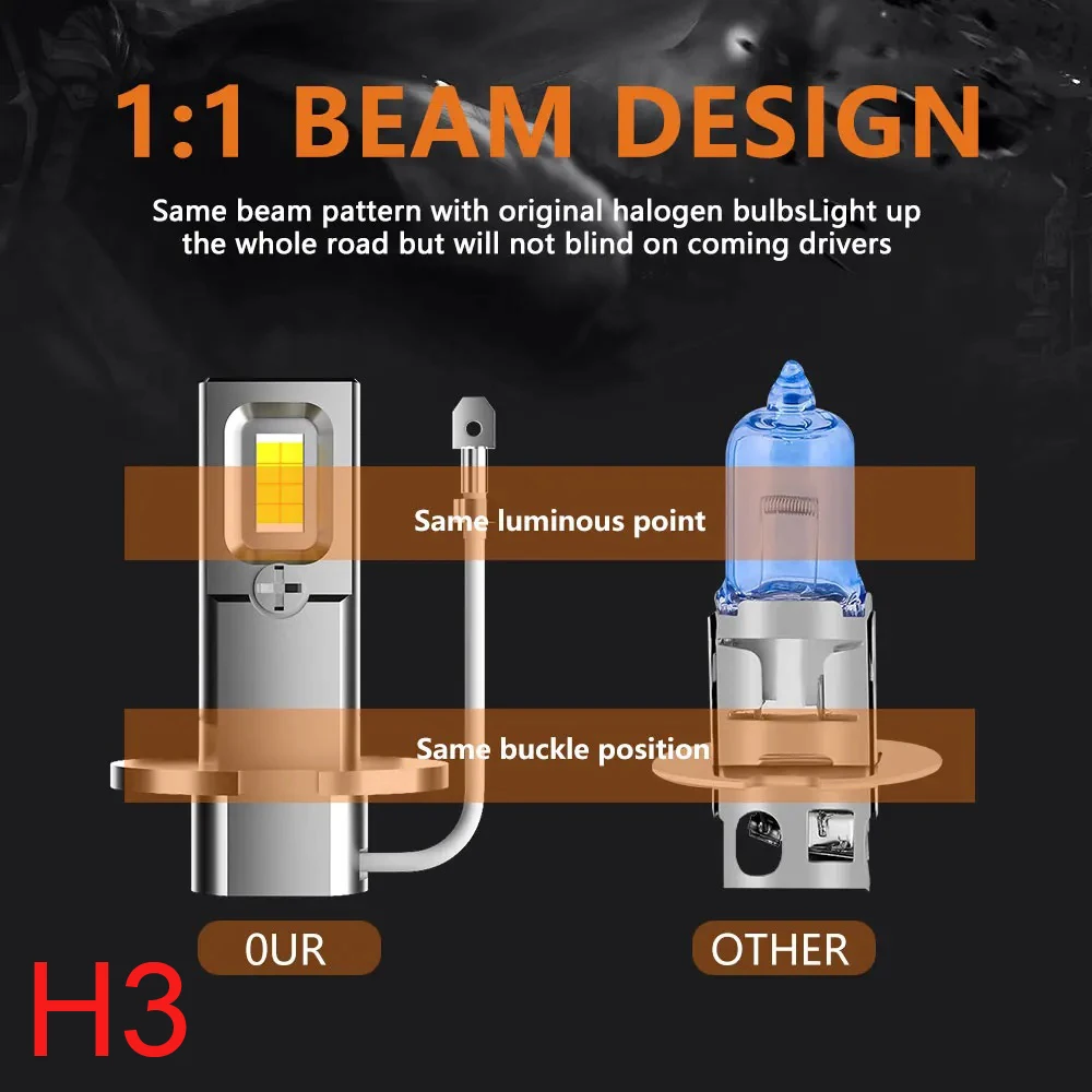 Turbo H7 LED Canbus No Error Headlight Bulbs 2Pcs 120W High Power CSP Chip 30000LM