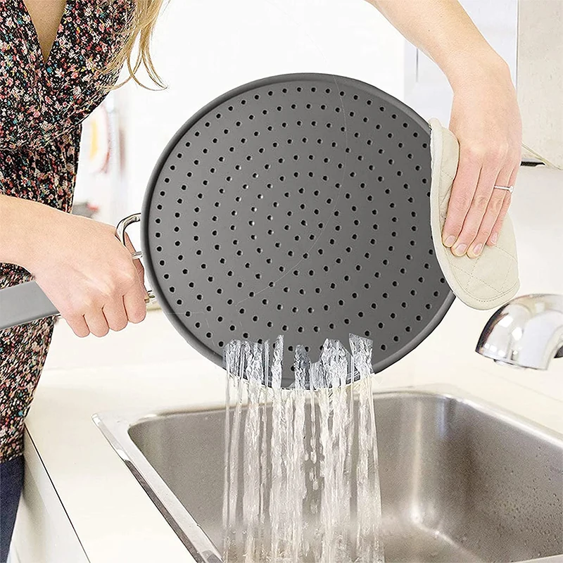 Silicone Kitchen Splatter Screen with Handle 2