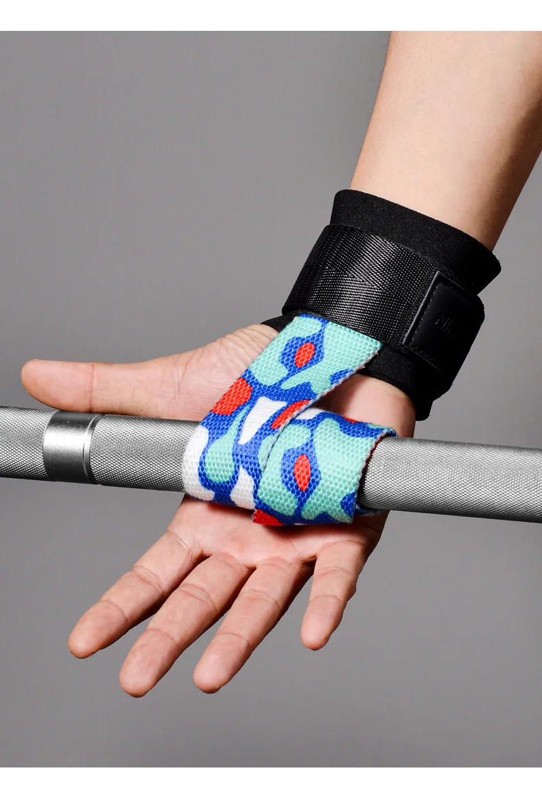 1Pair Gym Fitness Weightlifting Grip Straps Dumbbell Hand Grips Training Wrist Support Bands for barbell Pull up Palm protection 4