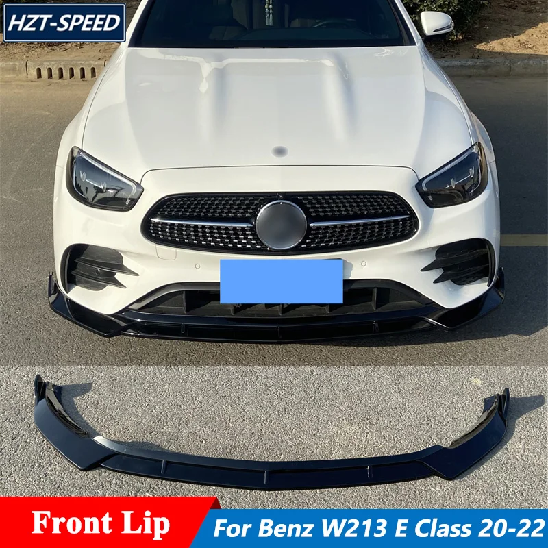 

3 PCS B Style ABS Black Or Carbon Look Front Bumper Lip Spoiler Splitter For Mercedes Benz W213 E300 E260 Sport Car 2020-2022