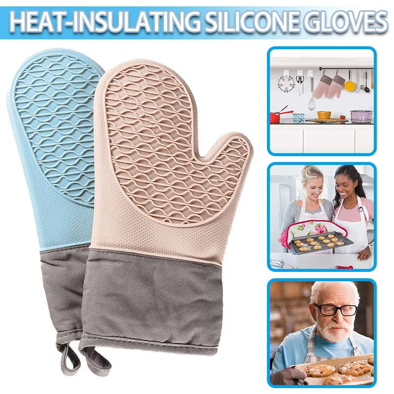 

Non-Slip Silicone Microwaves Gloves Heat Resistant Oven Baking Mitts High Temperature Protective Bakeware Glove Accessories