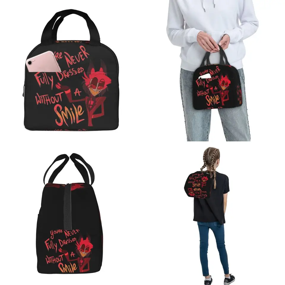 Wulachaka Hazbin Hotel, borsa per il pranzo con stampa 3D a tema anime, isolata, portatile, per scuola, viaggi, picnic, campeggio, per conservare alimenti (tipo 6, 24 x 15,5 x 20 cm