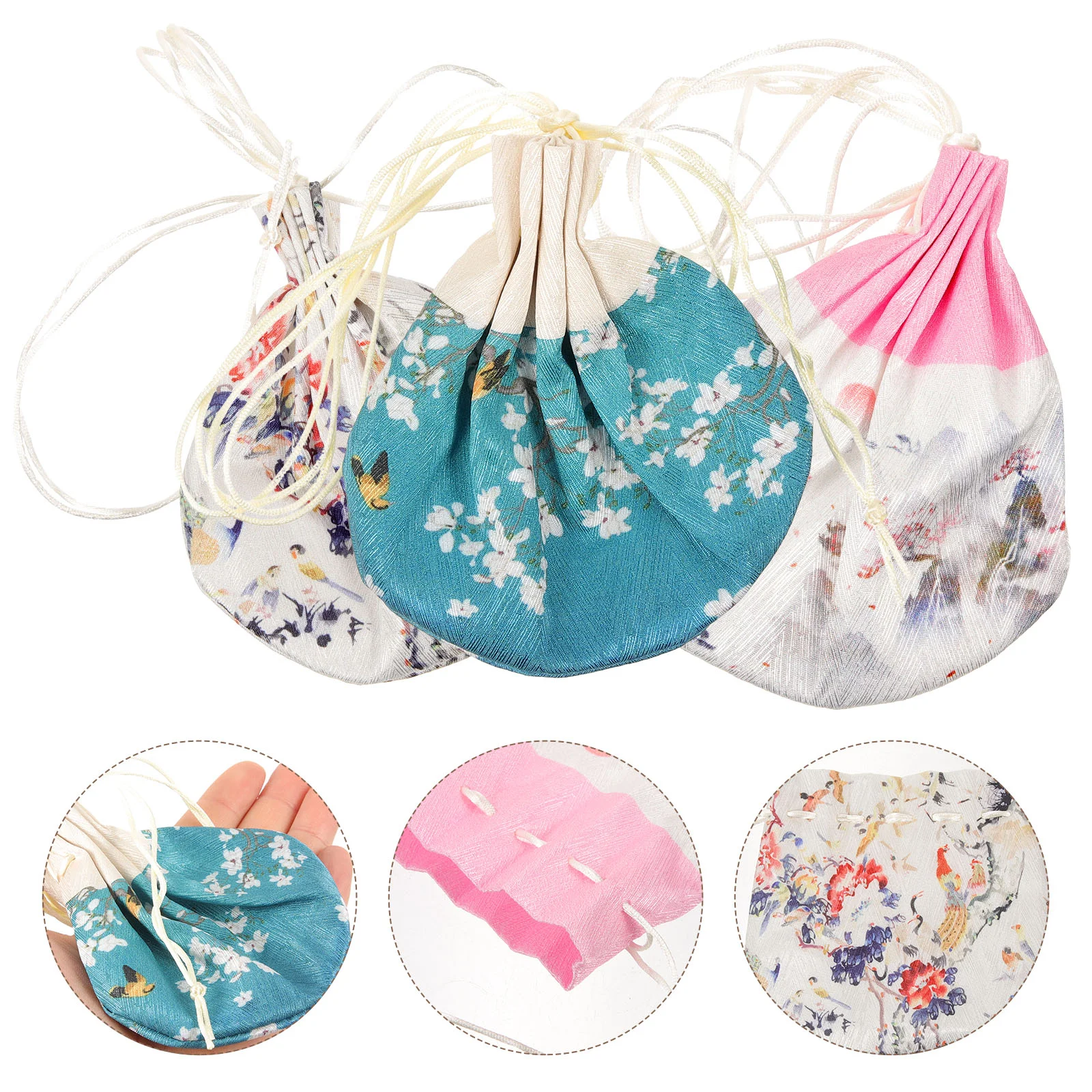 3 Pcs Empty Sachet Clear Coin Purse Chinese Pouch Car Bags Silk Drawstring Organizer Gift Packing Storage for Lavender Scent
