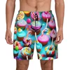 Cartoon Donut Pattern Beach Shorts For Men 3d Printed Cupcake Running Shorts Quick Dry Surfing Board Sports Swimming Shorts 1