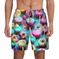 Cartoon Donut Pattern Beach Shorts For Men 3d Printed Cupcake Running Shorts Quick Dry Surfing Board Sports Swimming Shorts 1