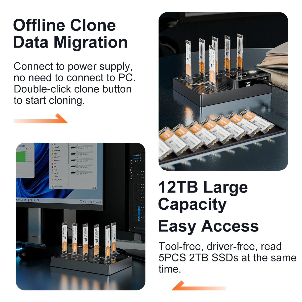 MAIWO Offline Clone 6 Bay M.2 SATA NGFF SSD Enclosure Case Support USB 3.1 to M2 SSD Docking Station For M.2 sata ngff Disk