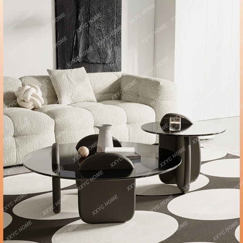 

Современный журнальный столик, простой стиль, круглый стеклянный чайный столик для маленькой квартиры, гостиной