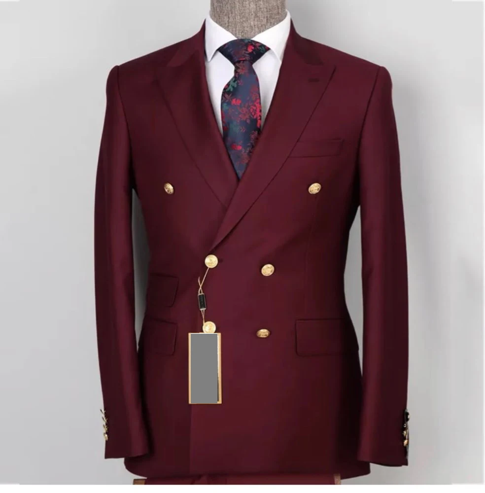 

Burgundy Men‘s Suits 2Pcs Jacket Pants Slim Fit Fashion Wedding Tuxedo Prom Party Blazer Trousers Cutsom Groom Wear Tailor Made