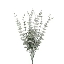 Set of 5 Artificial Gold Eucalyptus Stems for Wedding and Home Decor (Gray green Eucalyptu)