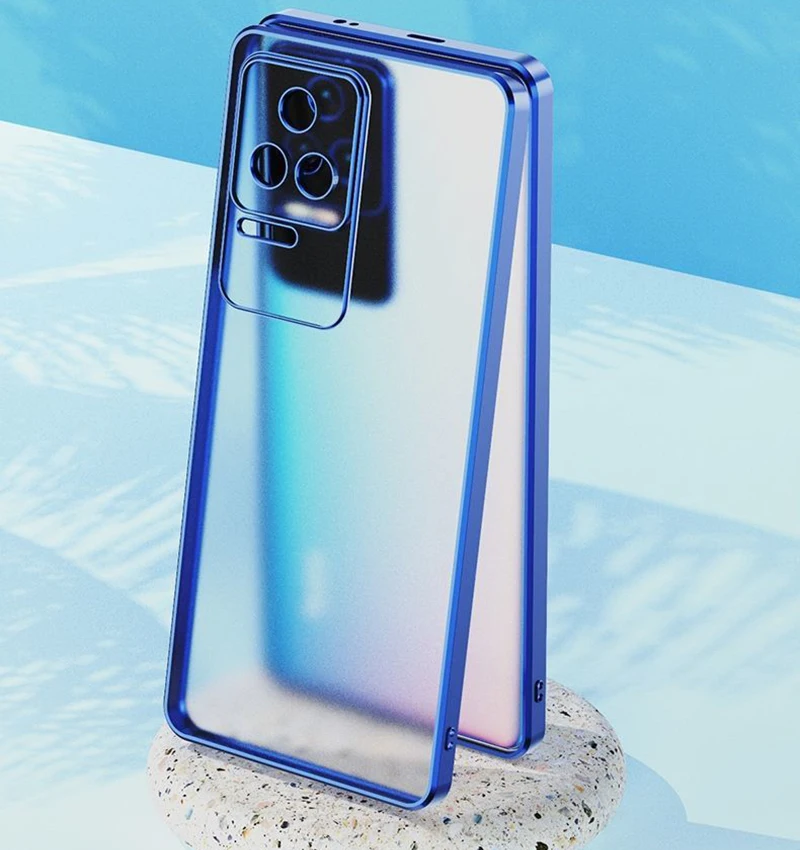 Plätering Ram Transparent Matt Anti Fingerprint TPU Fodral För Xiaomi Redmi K40S K50 K30S Pro Airbag Anti-dropp heltäckande_voghion.com