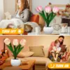 LED Tulip Night Light Simulation Flower Table Lamp Home Decoration Atmosphere Lamp Romantic Potted Gift for Office/Room/Bar/Cafe 2