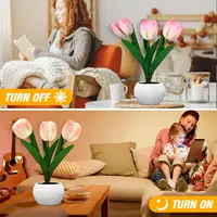 LED Tulip Night Light Simulation Flower Table Lamp Home Decoration Atmosphere Lamp Romantic Potted Gift for Office/Room/Bar/Cafe 2