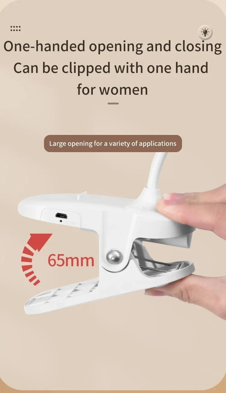 Led Table Lamp USB Rechargeable Night Light with Folding Clamp Study Stand Read Lamp Touch 3 Modes Dimming Eye Protection Light