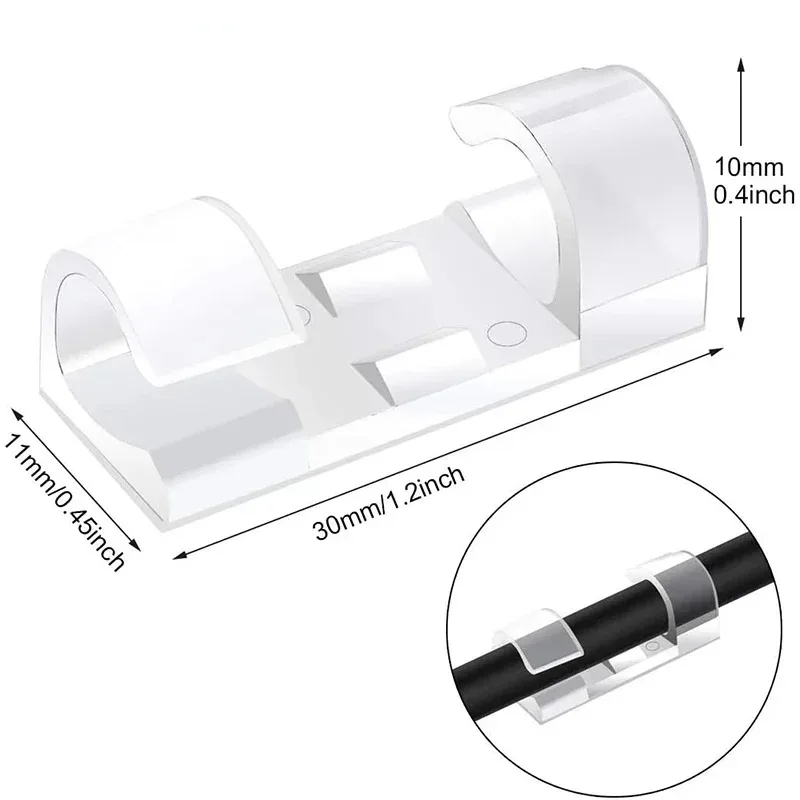 2060개 케이블 관리 클립 와이어 홀더 세트 USB 데이터 충전 케이블용 벽걸이형 스풀 정리함