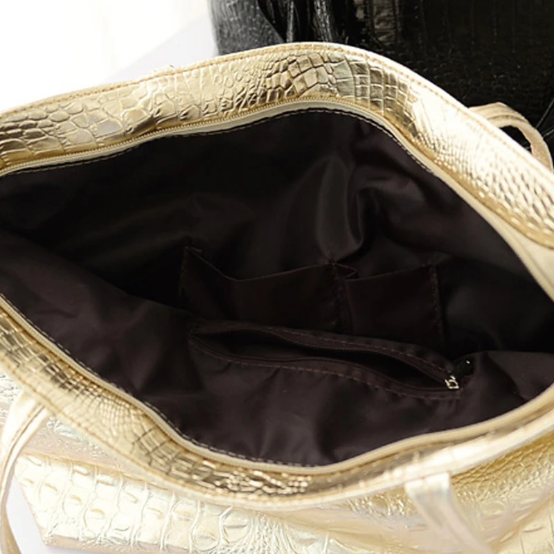 Women's Shoulder Bags Large Capacity PU Leather Retro Crocodile Pattern HandBag Fashion Underarm Shopper Totes for Travel