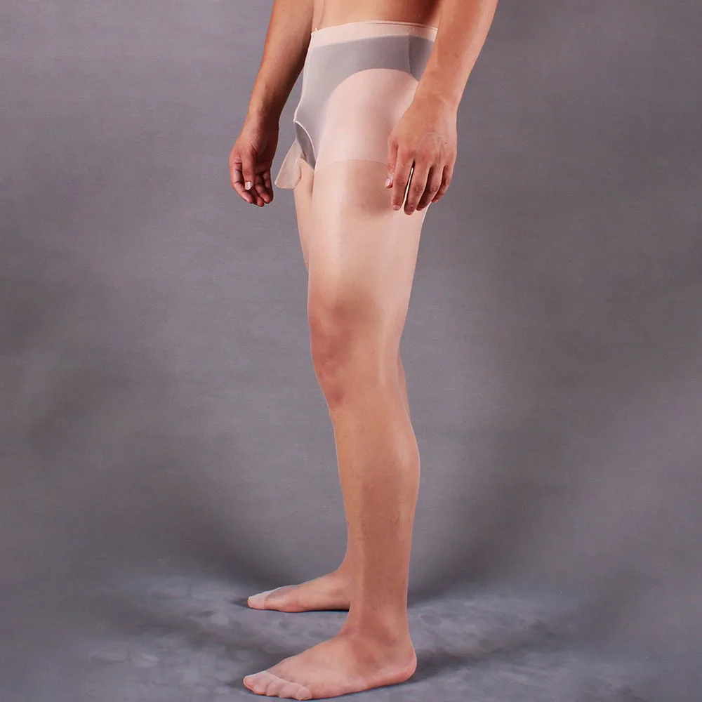 Men's Sexy Ultra-thin Transparent Pantyhose Super Elastic Glossy Stockings Sheer Tights Erotic Tight Male Stockings JJ Set