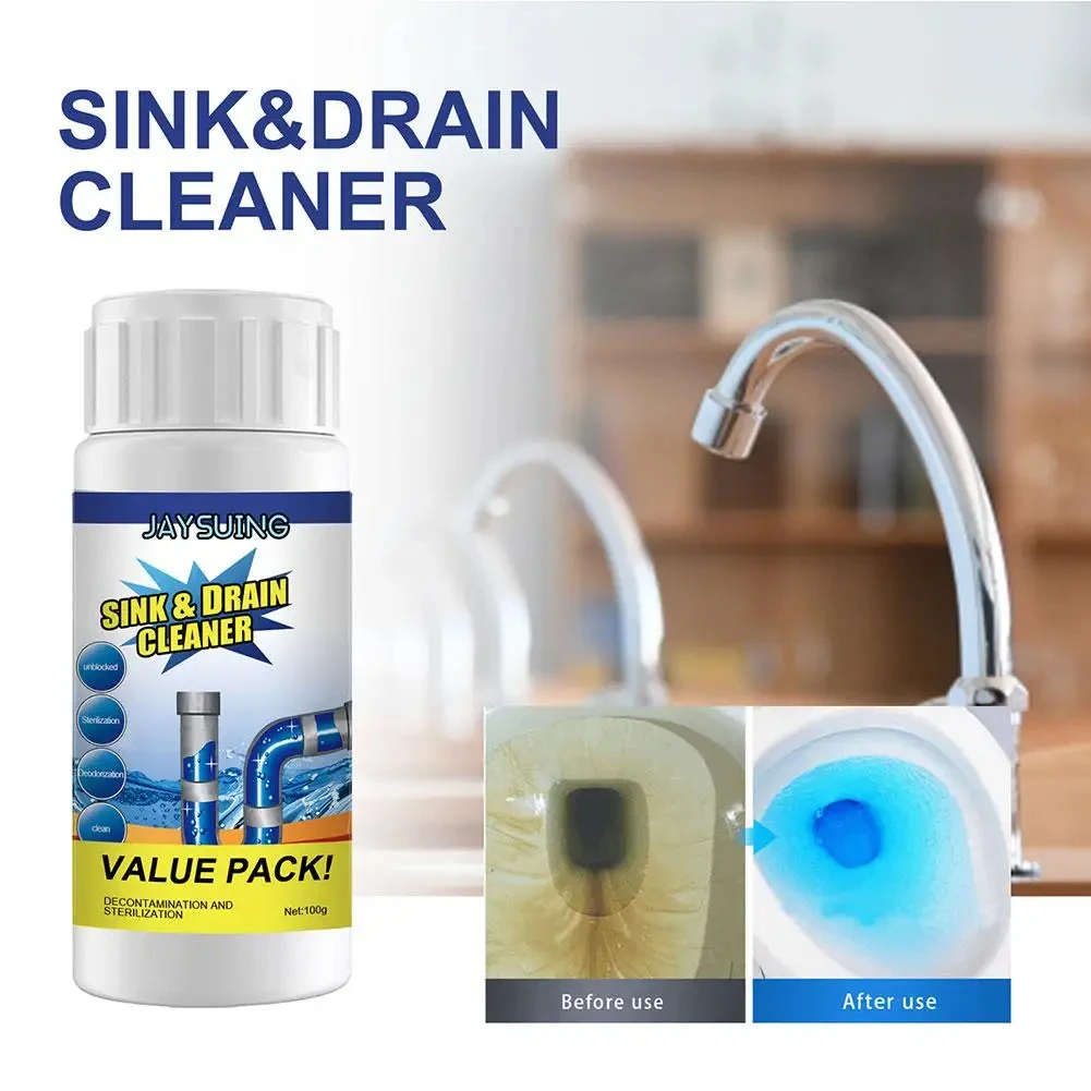 2pcs High Efficiency Clog Remover Kitchen Drain Unblocker Tub Sink & Unblocker Powerful Cleaning Fluid - Pipe tunnel powder 110g