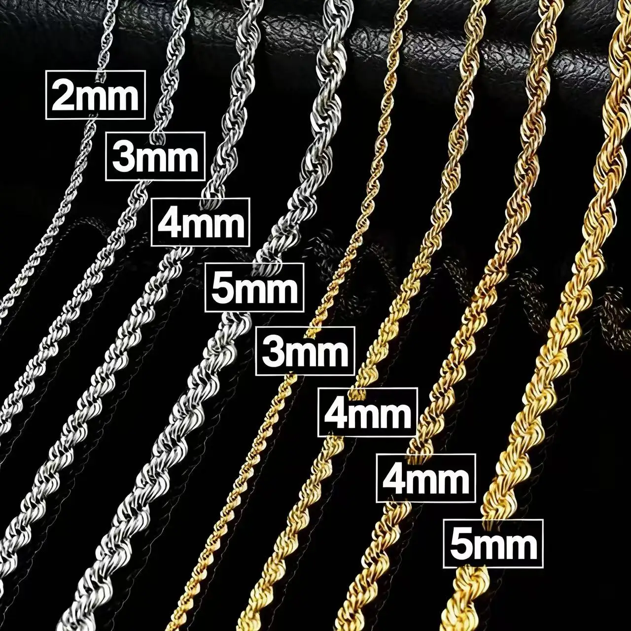 YQ 316L Edelstahl gedrehte Seilkette Halskette für Männer Frauen Schmuck Zubehör