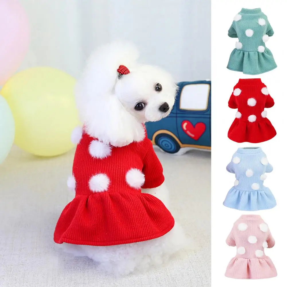 Stylish Pet Winter Clothing Long Sleeve Casual Bright Color Fashion Design Pet Skirts