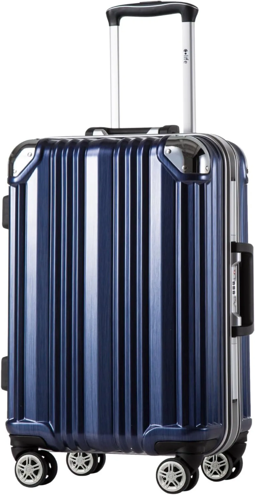 

Coolife Luggage Aluminium Frame Suitcase TSA Lock 100% PC 20in 24in 28in (Blue, L(28in))