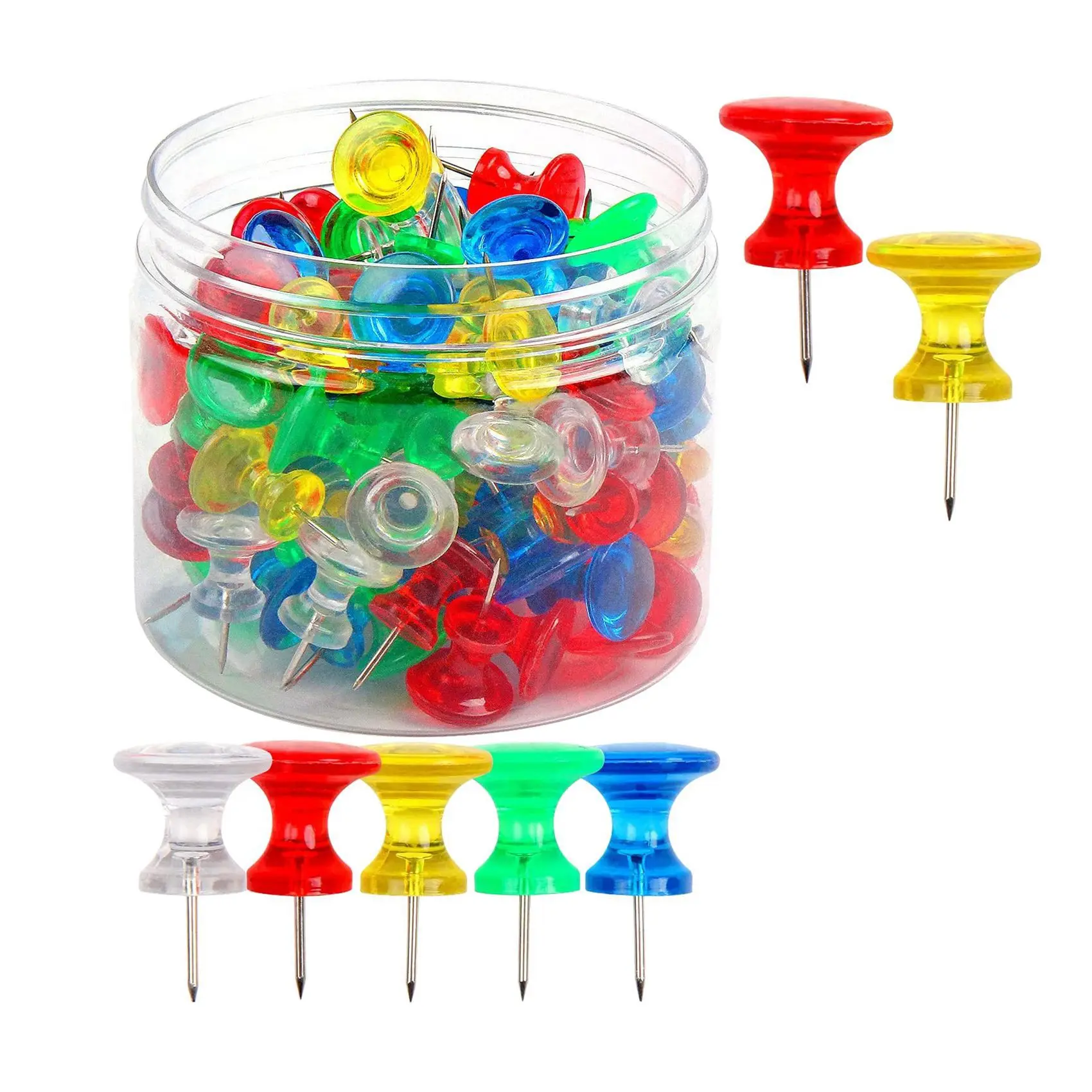 100-Pack Giant Push Pins Large Thumbtacks for Cork Board Bulletin Board with Plastic Case
