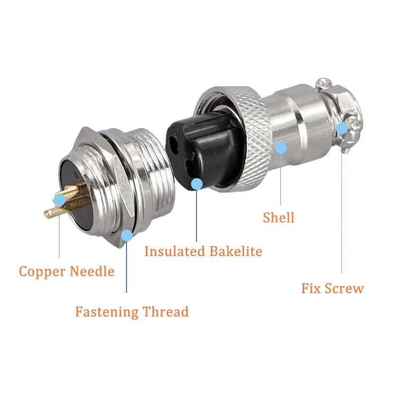 5/20Set Gold Plated GX12 GX16 GX20 2/3/4/5/6/7/8/9/10/12 Pin Male Female Butting Wire Cable Circular Aviation Plug Connector 6