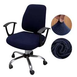 Luxurious High-Elastic Plaid Velvet Chair Covers - Set of 2 (Navy Blue)