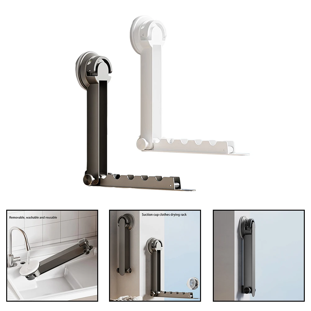 Suction Cup Drying Rack Wall Mount Storage Drying Rack Travel Foldable Clothes Hanger Space Saver Bedroom Balcony Drying Rack 5