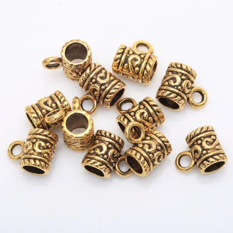Tibetan Silver Big Hole Flower Bracelet Bails Pendant Connector Charms for Jewelry Making Diy Accessories Findings