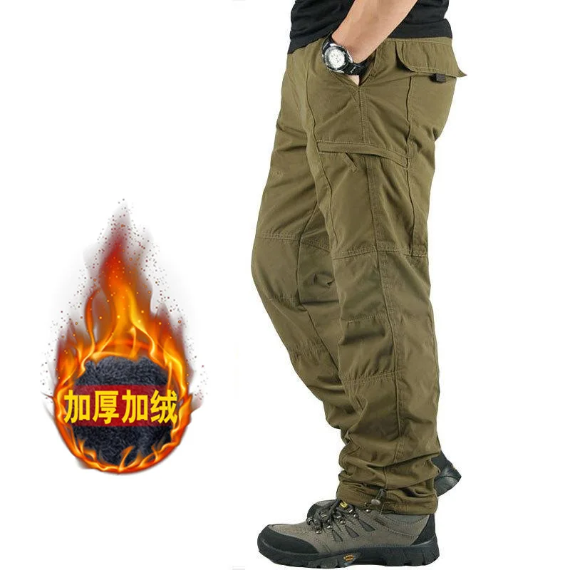 Winter Pants Men Double Layer Fleece Cargo Pants Waterproof Thicken Warm Baggy Work Long Trousers Man Tactical Pants Clothing 3