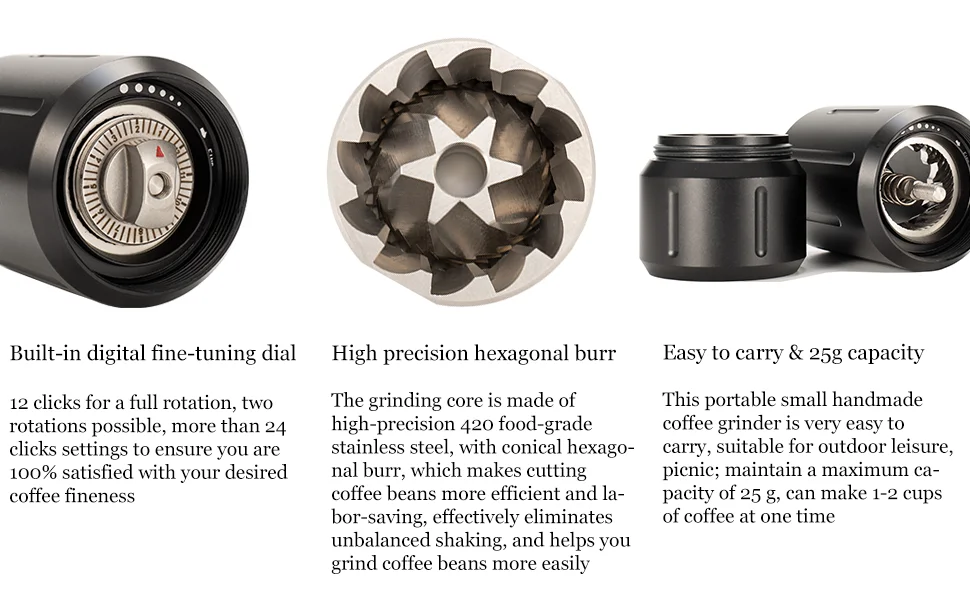 Manual Coffee Grinder, Premium Hand Espresso Grinder with Conical Hexagonal Burr, Portable mini Coffee Grinder, Adjustable 3 S432a88fc97d248698f4ed6c26ad774b0R Manual Coffee Grinder, Premium Hand Espresso Grinder with Conical Hexagonal Burr, Portable mini Coffee Grinder, Adjustable