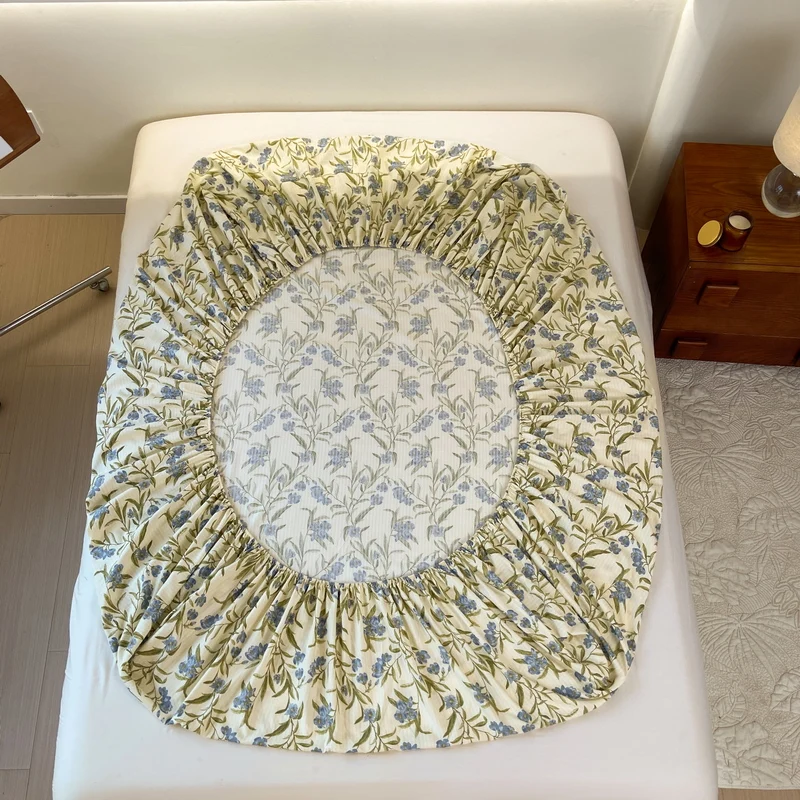 1PC Flower Printing Bed Sheet For Double Bed Adjustable  Elastic Band Wrap Around Mattress Cover Queen/king 매트리스커버 No Pillowcase 4