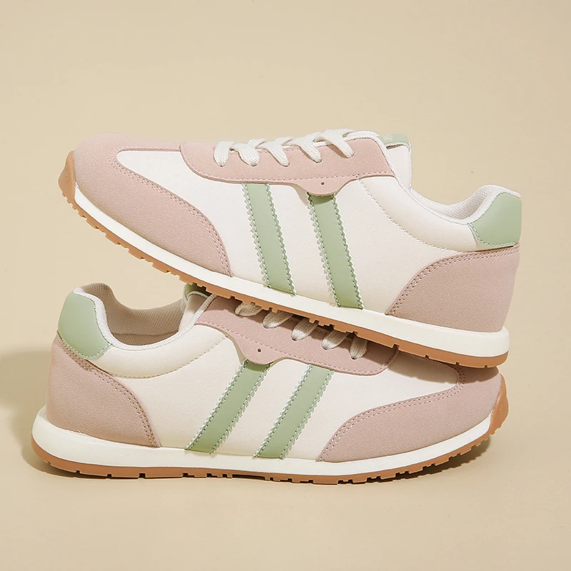 New Leather Women's White Casual Woman Vulcanize Sneakers Breathable Sport Walking Running Platform Flats Shoes Size 35-40