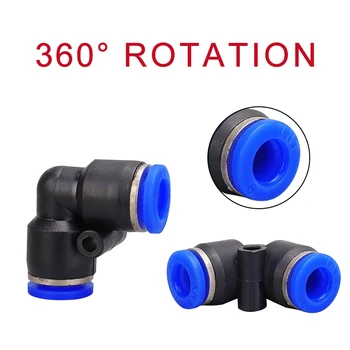 20ชิ้นข้อต่อลมสวมเร็วพลาสติกข้อศอก90องศา4มม. 6มม. 8มม. 10มม. ท่ออากาศเข้าไปในน้ำหัวต่อคอมพิวเตอร์2ทาง 2