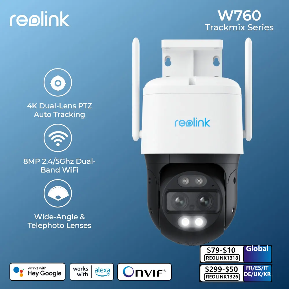 Reolink Trackmix Series WiFi 4K Outdoor Security Camera Dual-Lens Motion Tracking 8MP PTZ Cam 6X Zoom AI Human Detect IP Camera 8mp wifi camera dual lens 10x ptz zoom outdoor wifi security camera 4k detect tracking two way audio color night vision cctv cam