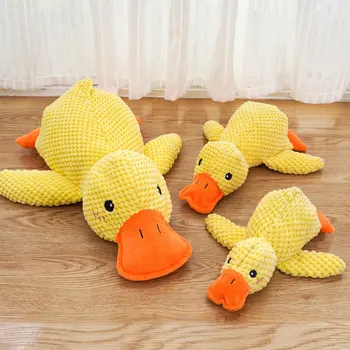 Plush Dog Calming Toy Bite Resistant with Quacking Sound Small Yellow Duck Toy Stuffed Duck Pillow Toys for Pet Cat Dog Chew Toy 1