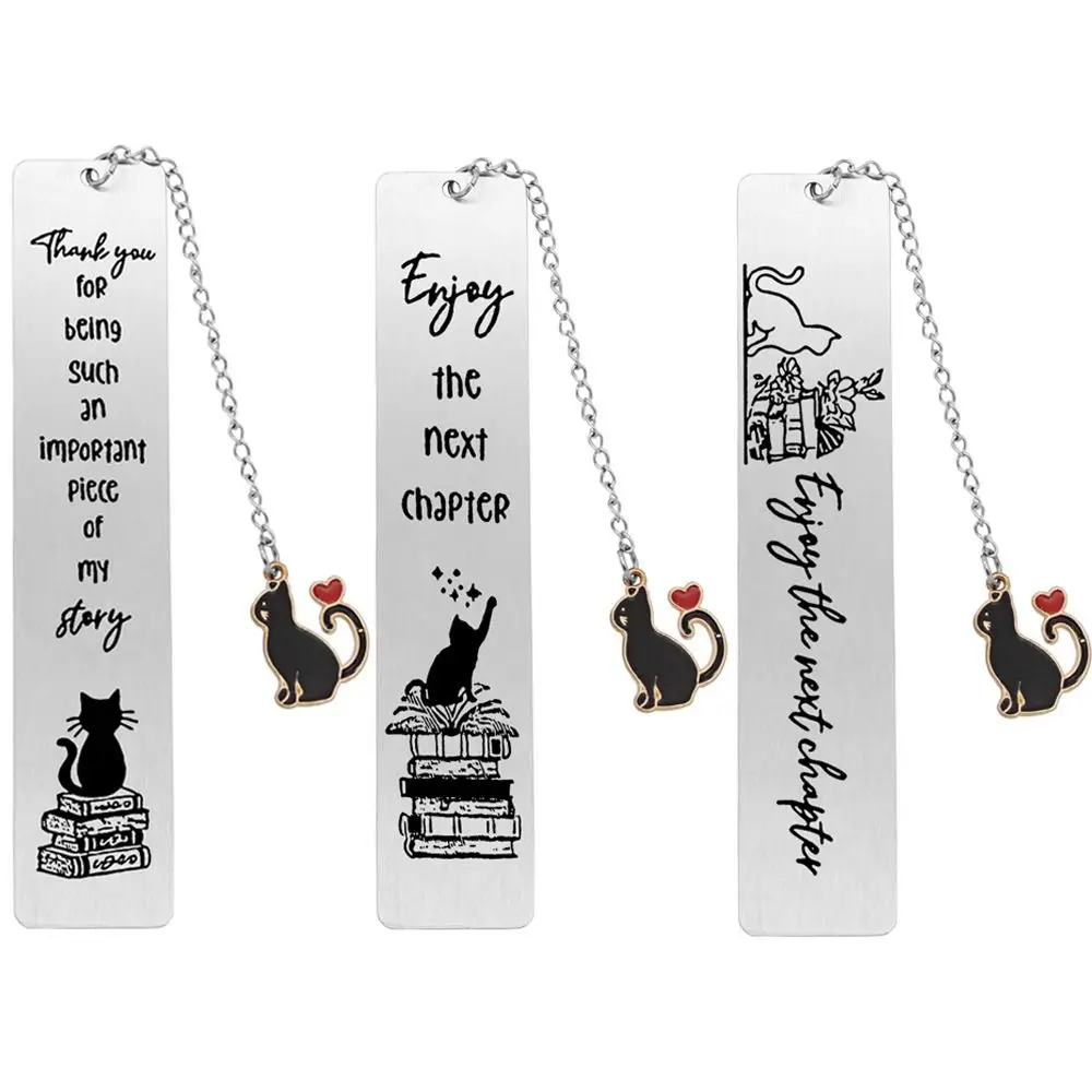 Cartoon Metal Bookmark Stainless Steel Letter Bookmarks for Books Long Chain Cat Pendant Student Stationery Girl School Supplies metal bookmark,bookmarks stationery supplies