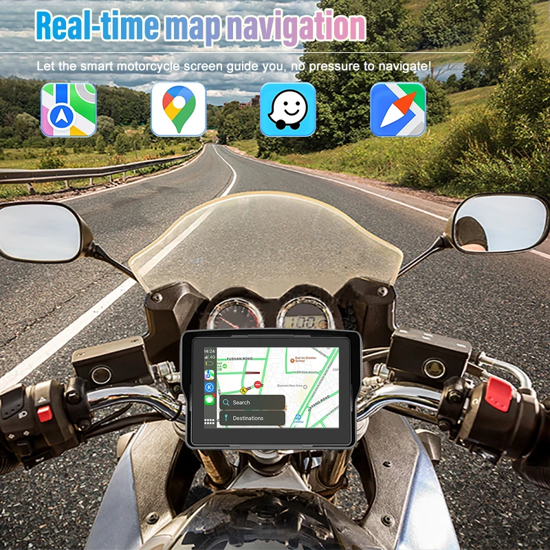 Portable 5 inch Motorcycle LCD Display Wireless Apple Carplay Android Auto Moto Car Play Bluetooth Waterproof Moto Monitor