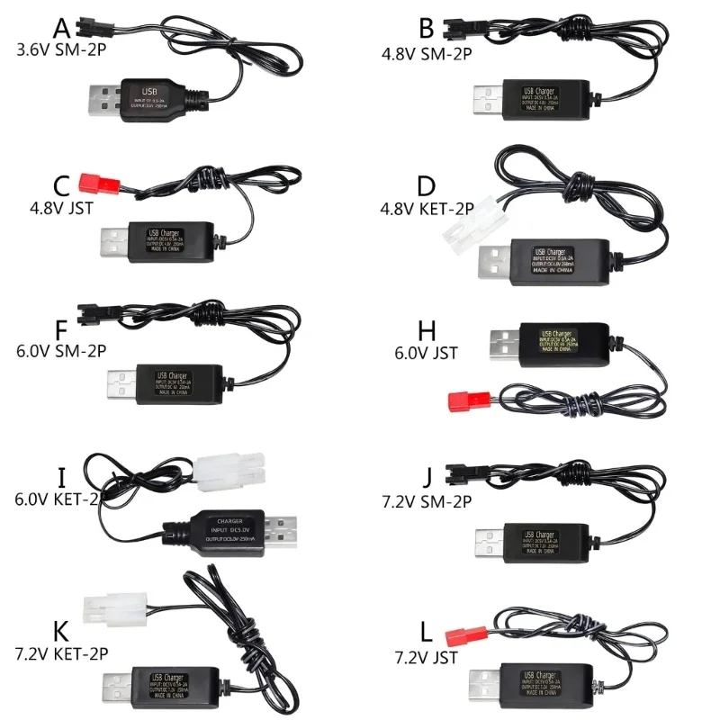 3.6/4.8/6/7.2V 충전 케이블 RemoteControl 모델 자동차 드론