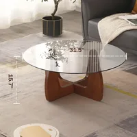 Coffee Table for Living Room 31.5" Round Glass Coffee Table Modern Circle Table for Small Space Unique Center Table 2