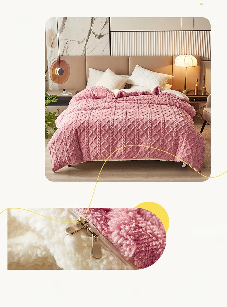 Description Picture 3 of itemDual Use Artificial Cashmere Duvet Cover Winter Warm Plush Quilt Cover Blanket Warmth Double-sided Fleece Comforter Covers Soft
